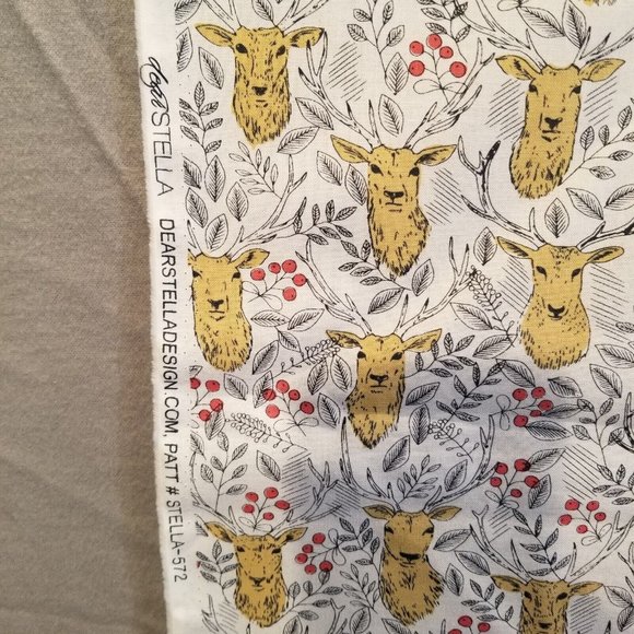 Dear Stella Fabric Timberland Stag Deer Antlers Berries Material Crafting Sewing - Picture 4 of 5
